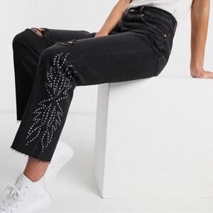 Levi’s 501 Ripped High Waist Crop Studded Canyon Jeans